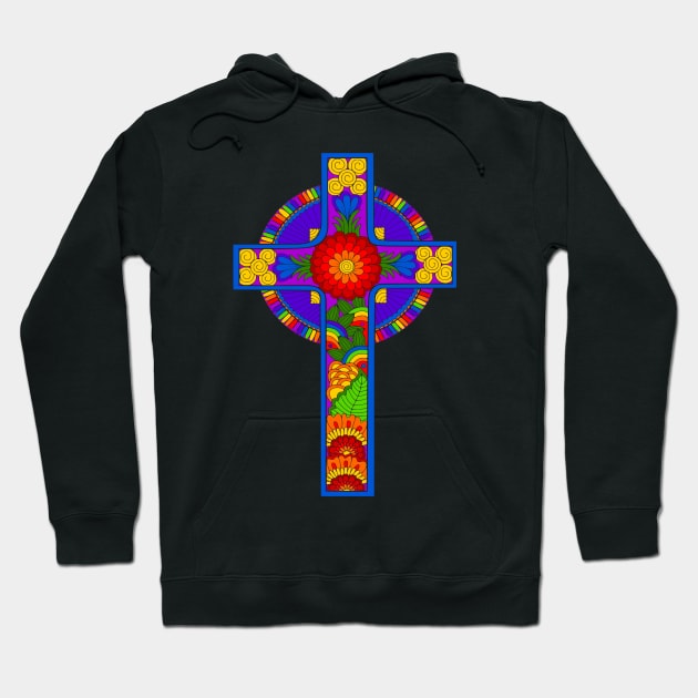 Rainbow Celtic Cross Hoodie by AlondraHanley